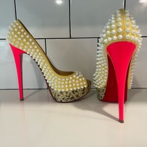 Christian Louboutin Lady Peep Spikes Platform Heels